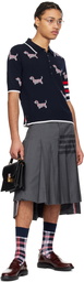 Thom Browne Navy Intarsia Polo