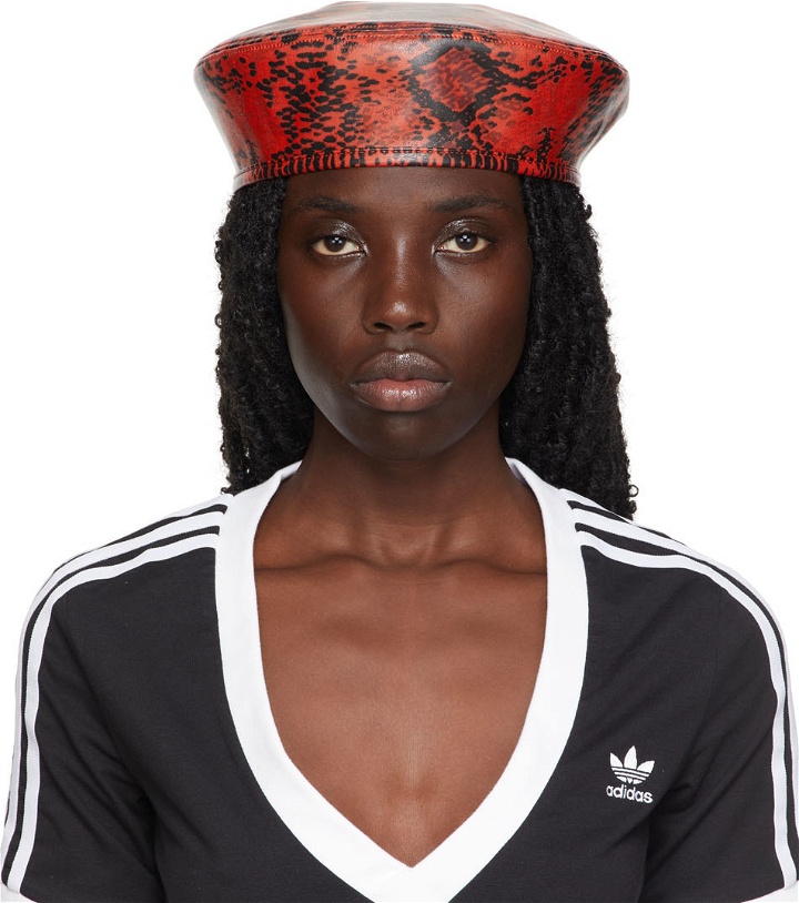 Photo: adidas x IVY PARK Red Faux-Leather Tam Cap