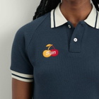 SUNDAYFRUITMARKET Women's Cherry Waffle Collar T-Shirt in Navy