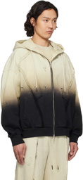 Feng Chen Wang Beige & Black Deconstructed Gradient Hoodie