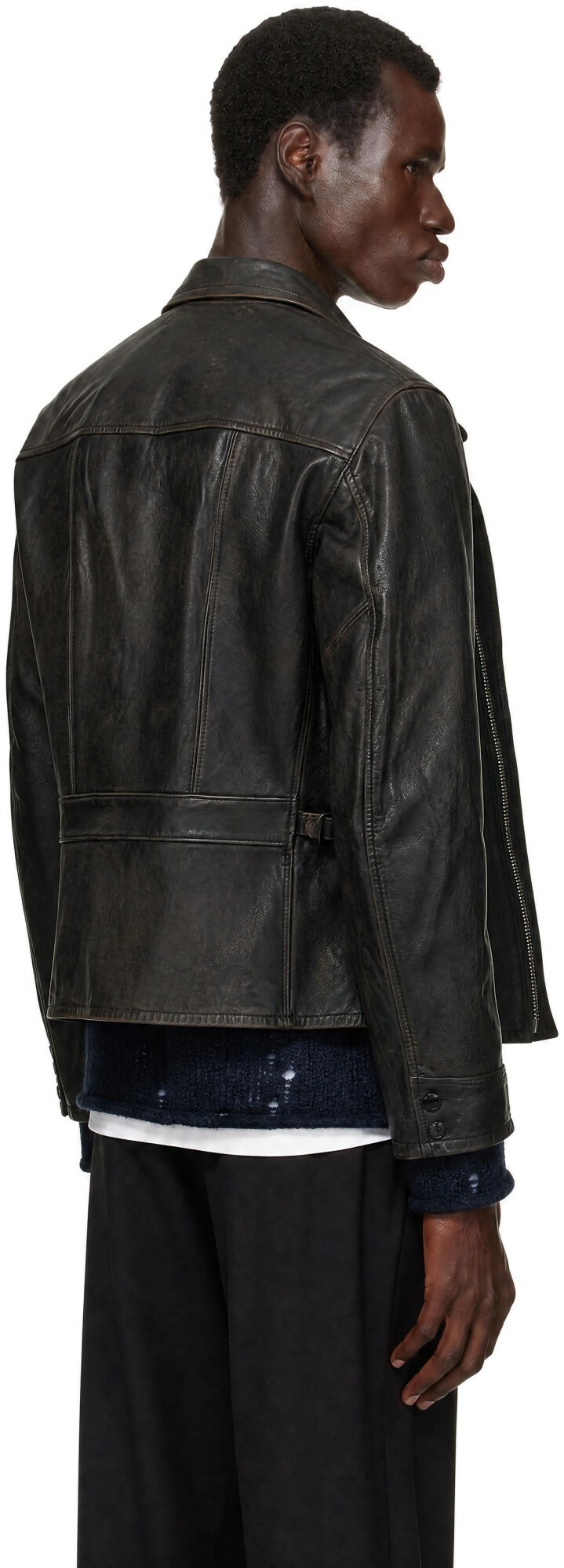 RRL Brown Leather Newsboy Jacket