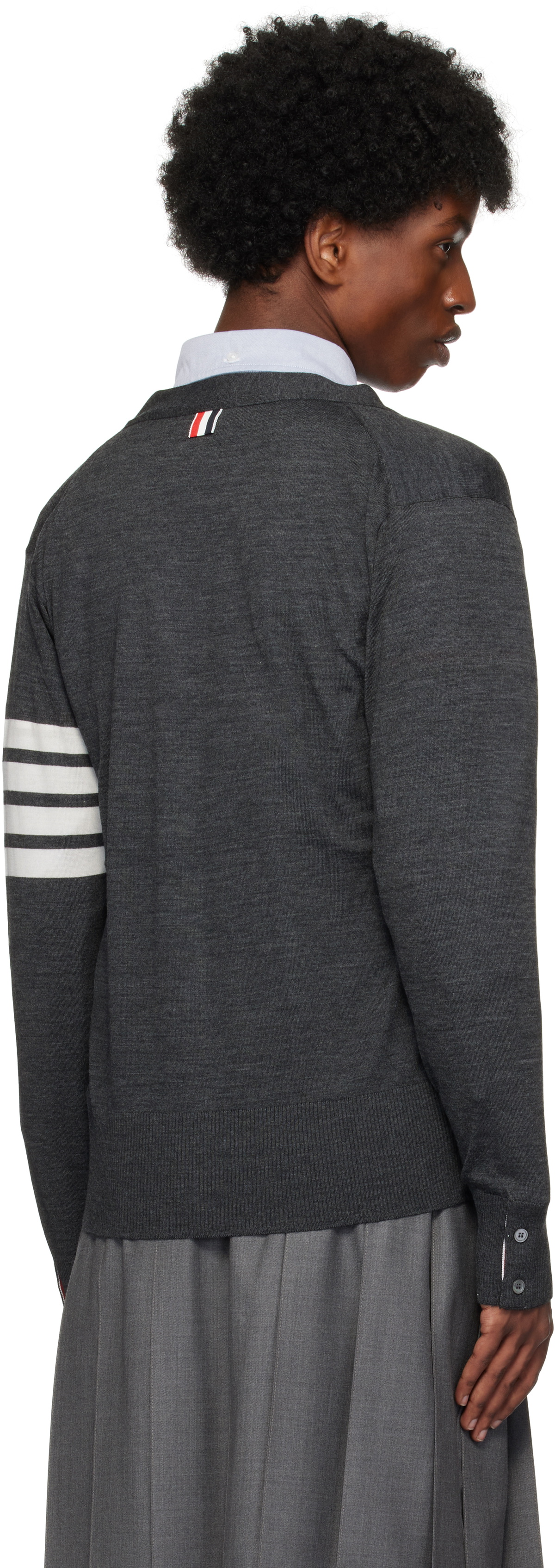 カーディガン Thom Browne Gray Cardigan In Virgin Wool Thom Browne Grey Virgin Wool Cardigan | italist