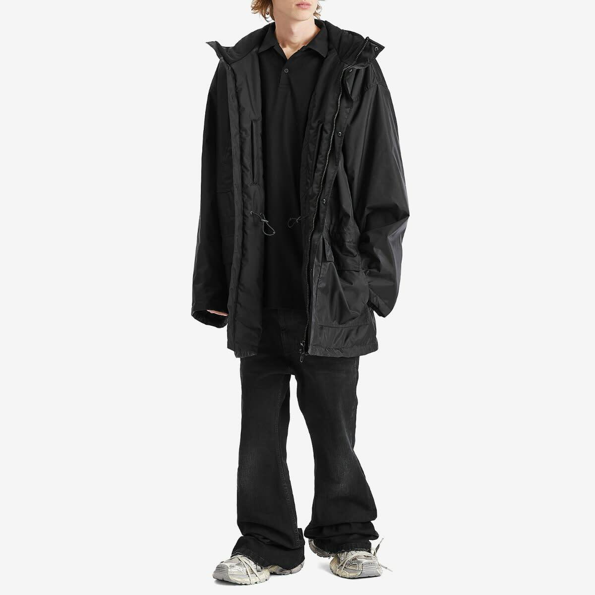 Balenciaga Men's Nylon Oxford Parka Jacket in Black Balenciaga