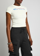 Alexanderwang.t Ribbed Logo-print Cotton T-shirt White
