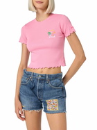 MC2 Saint Barth Woman Ribbed T-shirt With Après Beach Embroidery