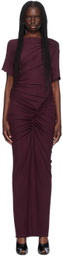 Atlein Purple Asymmetric Ruched Maxi Dress