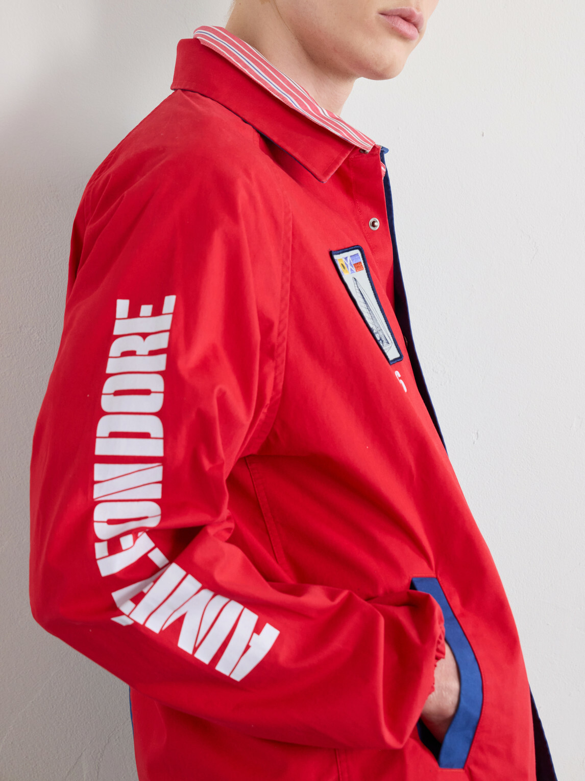 Aimé Leon Dore - Logo-Print Colour-Block Cotton Overshirt - Red
