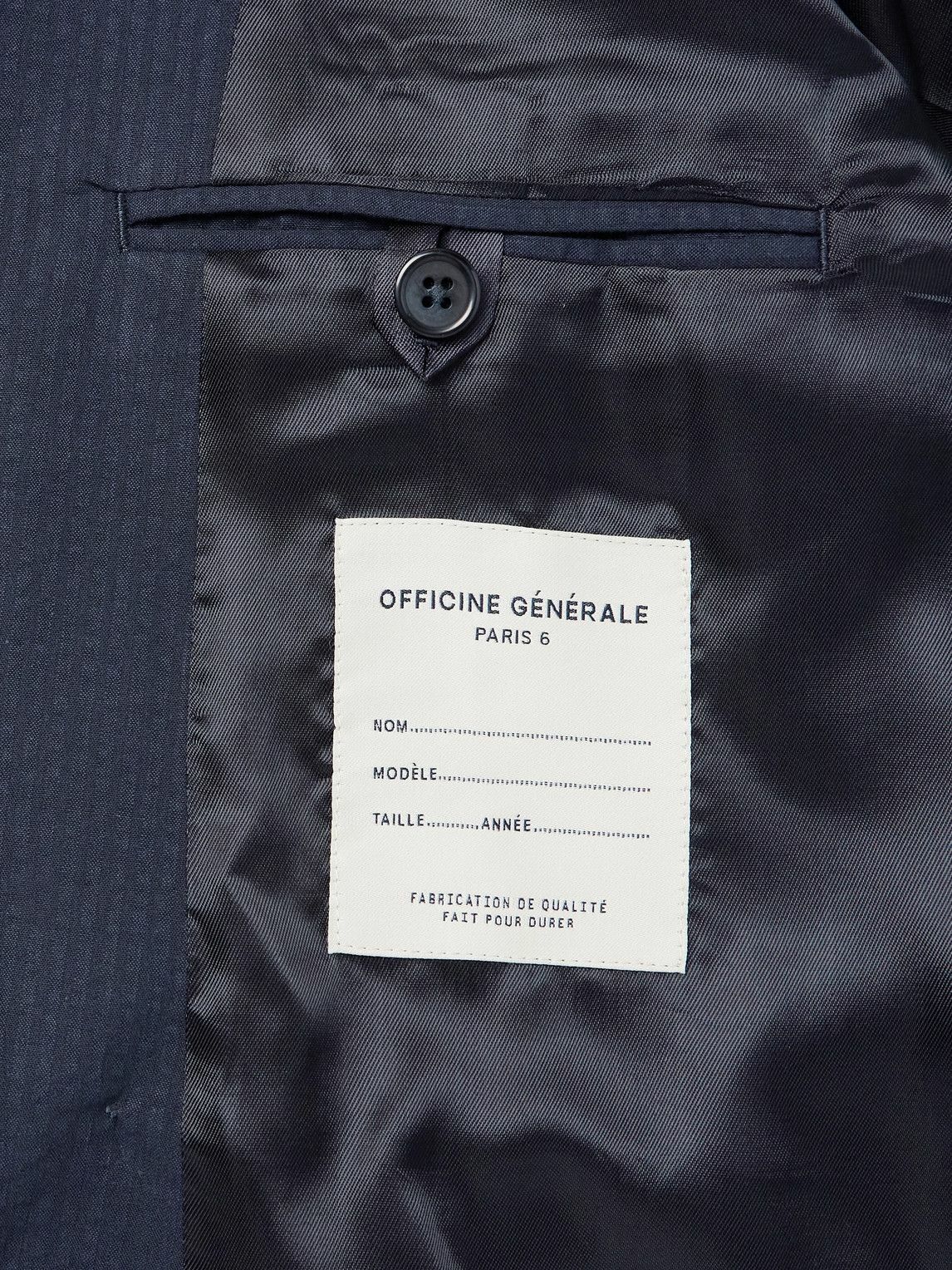 Officine Générale - Leon Double-Breasted Striped Cotton-Seersucker Jacket - Blue