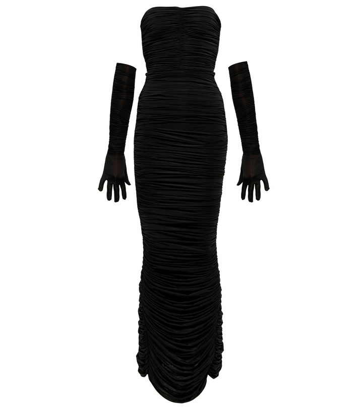 black long puff sleeve dress Elegant Black Long-Sleeve Gown with Sweetheart Neckline and High Slit for Formal Events Black / L main image 1