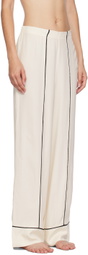 BOSS Off-White Embroidered-Logo Pyjama Pants