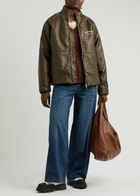 House OF Sunny Logo-embroidered Quilted Faux Leather Jacket Chocolate