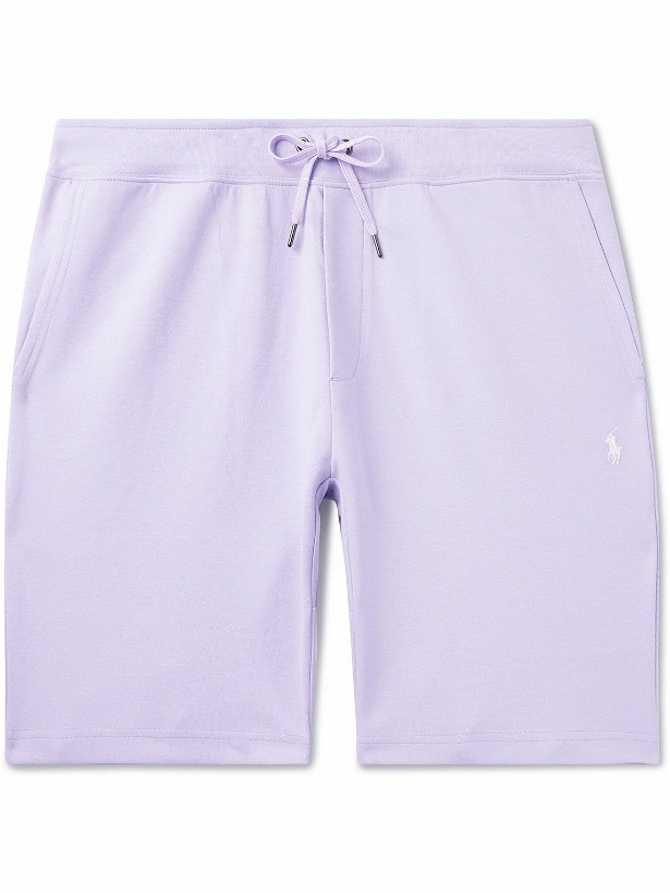 Photo: Polo Ralph Lauren - Straight-Leg Logo-Embroidered Cotton-Blend Jersey Drawstring Shorts - Purple