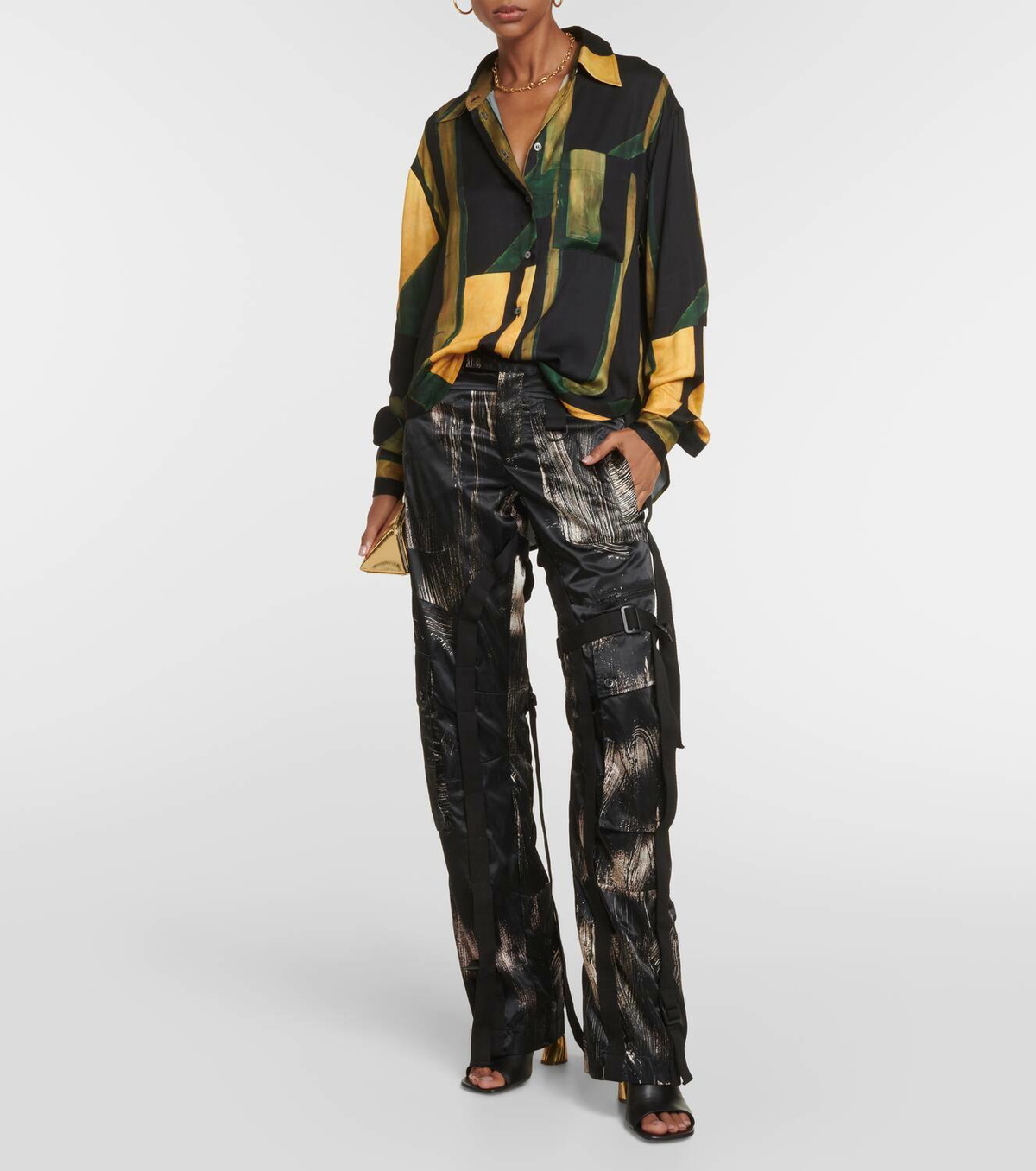 Louisa Ballou Printed low-rise straight cargo pants