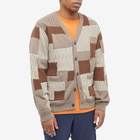 Beams Plus Men's Patchwork Jaquard Cardigan in Brown