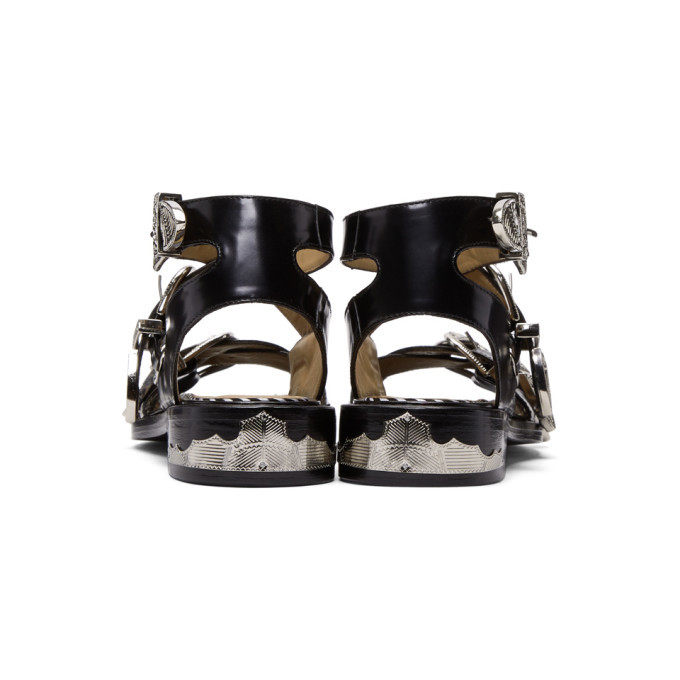 Toga Pulla Black Four-Buckle Western Sandals Toga Pulla