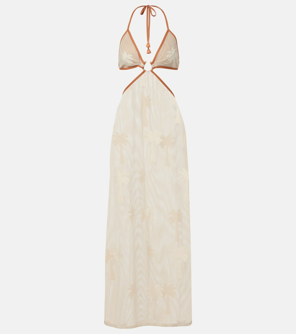 Johanna Ortiz Embroidered cutout mesh midi dress