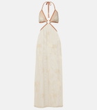 Johanna Ortiz Embroidered cutout mesh midi dress