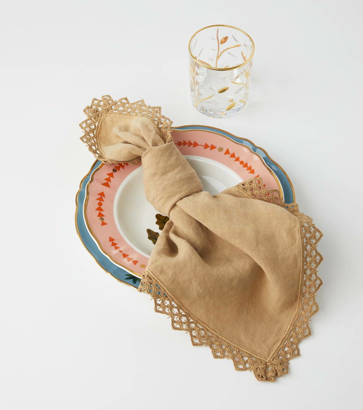Once Milano Set of 4 macramé linen napkins