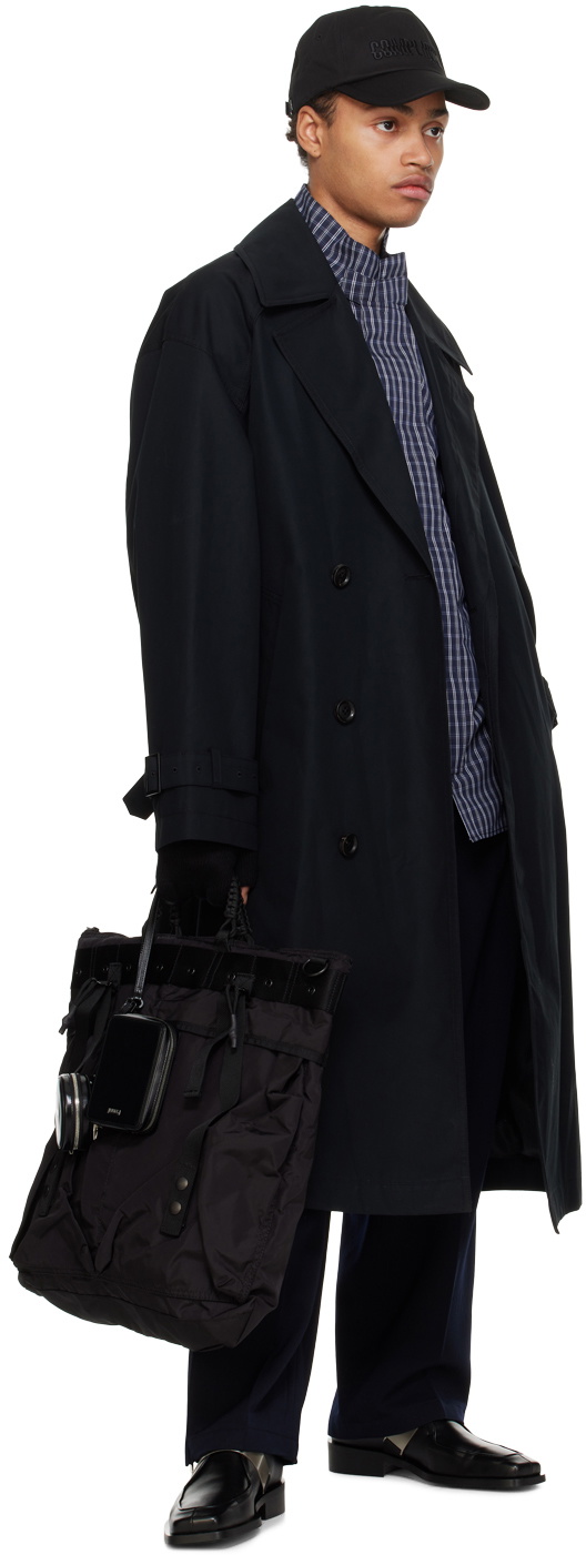 Juun.J Black Belted Trench Coat