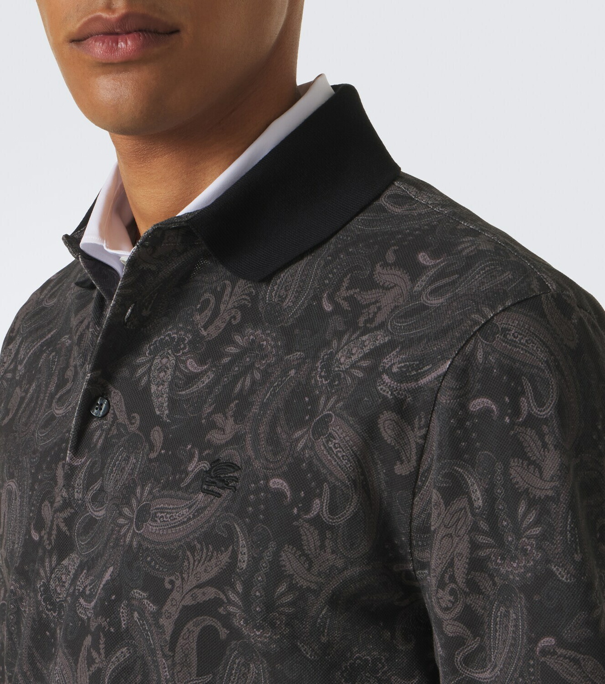 Etro Printed cotton piqué polo shirt