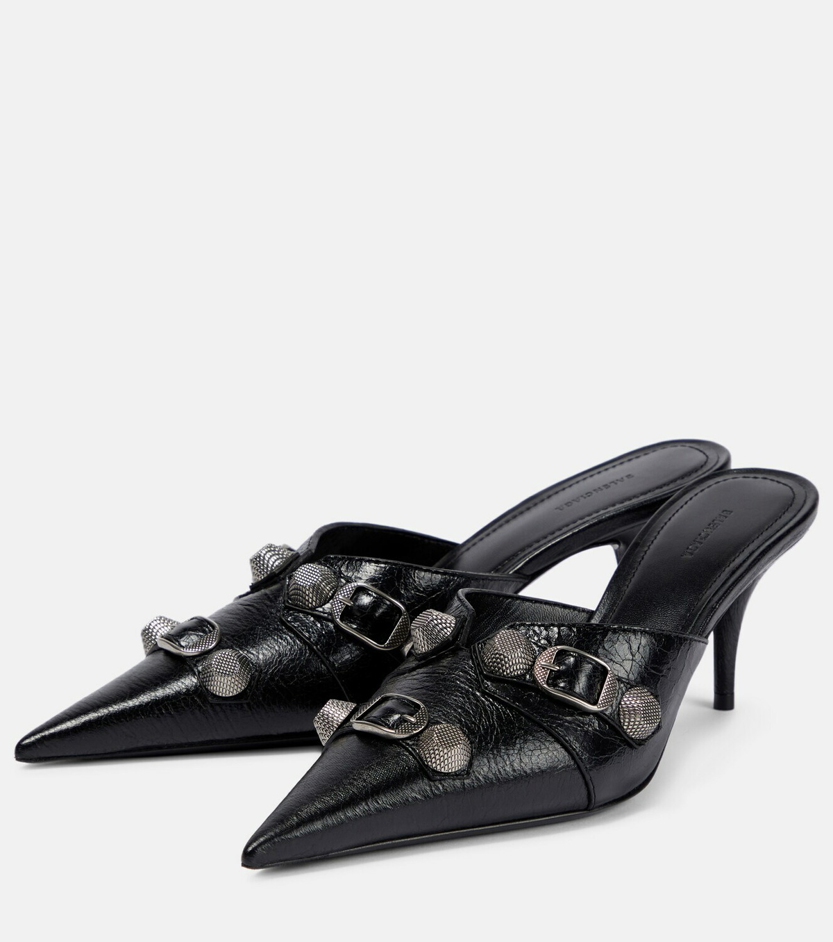 【送料&関税込】Balenciaga Black Leather Cagole Mules Cagole leather mules in black - Balenciaga | Mytheresa