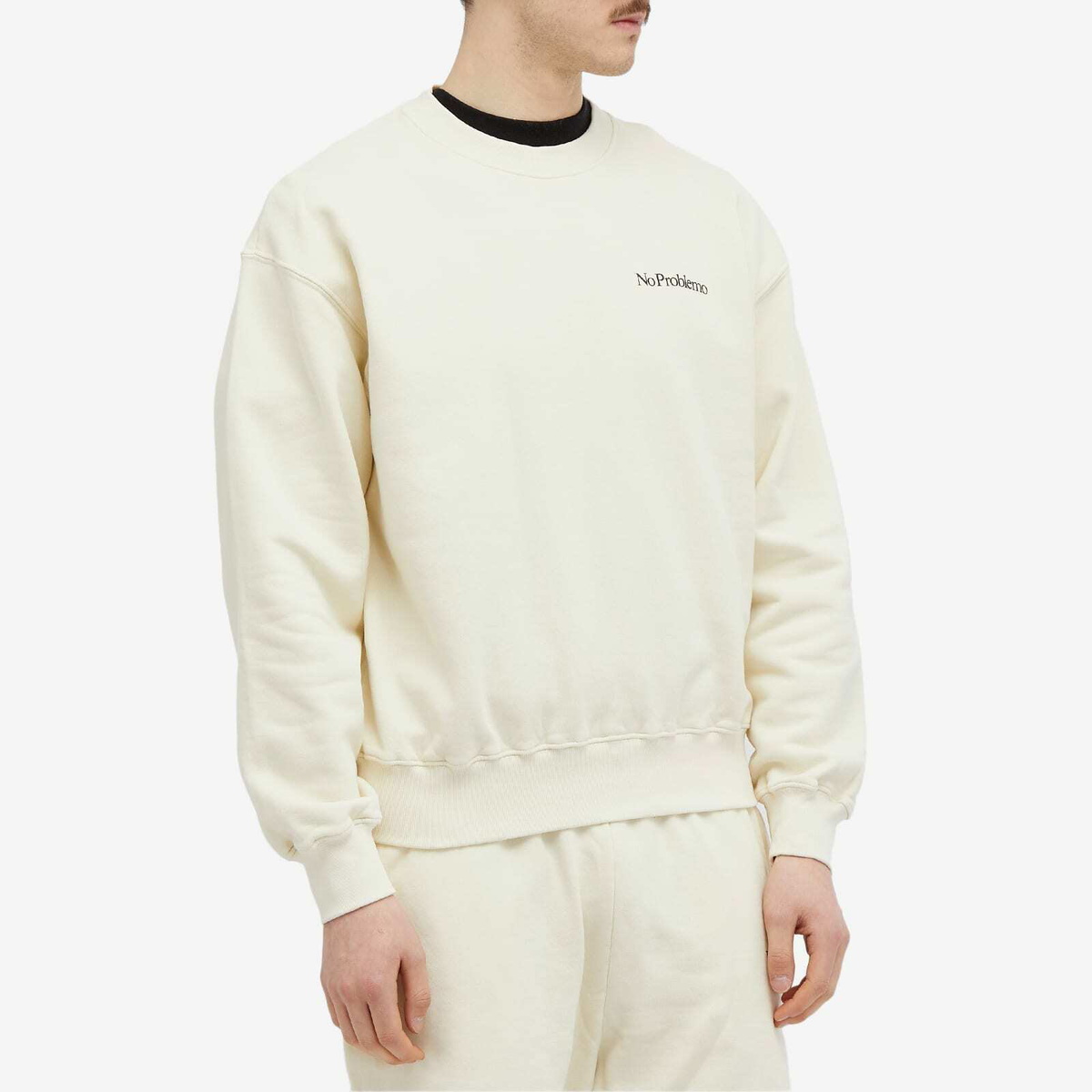 NoProblemo Men's Mini Problemo Crew Sweat in Ecru