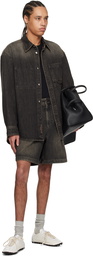 WOOYOUNGMI Gray One-Tuck Washed Denim Shorts