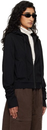Entire Studios Black Lightweight Cropped Zip Up Hoodie