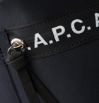 A.P.C. - Savile Logo-Print Tape-Trimmed Tech-Canvas Backpack - Blue