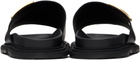 Moschino Black Calfskin Logo Plaque Sandals