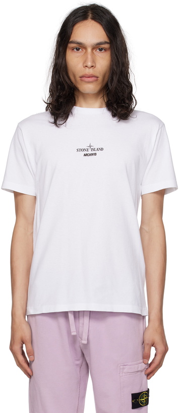 Photo: Stone Island White Printed T-Shirt