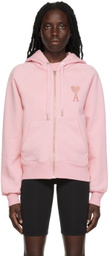 AMI Paris Pink Ami de Cœur Zipped Hoodie