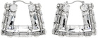 AREA Silver Crystal Baguette Square Hoop Earrings