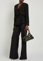 Chloe Draped Woven Wrap Blouse Black