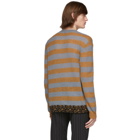 Dries Van Noten Grey and Orange Striped Sweater