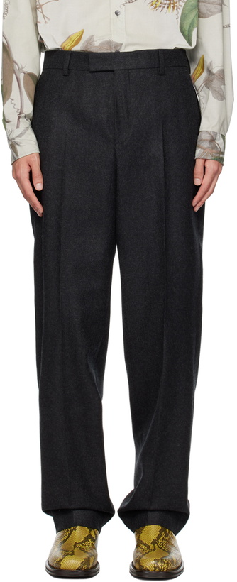 Photo: Dries Van Noten Gray Creased Trousers