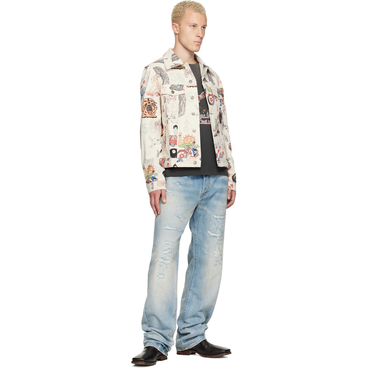 COÛT DE LA LIBERTÉ Off-White Johnny California Cool Japan Canvas Trucker Jacket