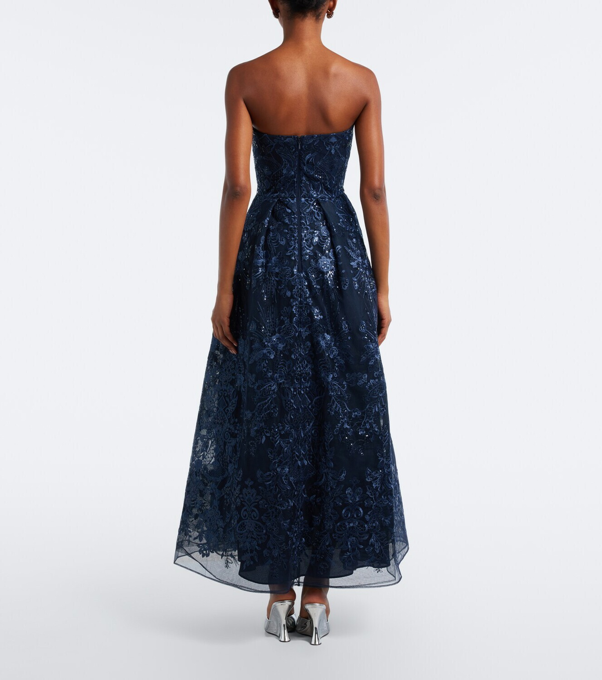 Elie Saab Sequined lace bustier gown