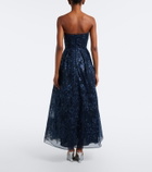 Elie Saab Sequined lace bustier gown
