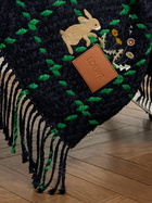 LOEWE - Suna Fujita Logo-Appliquéd Embroidered Checked Wool-Blend Blanket