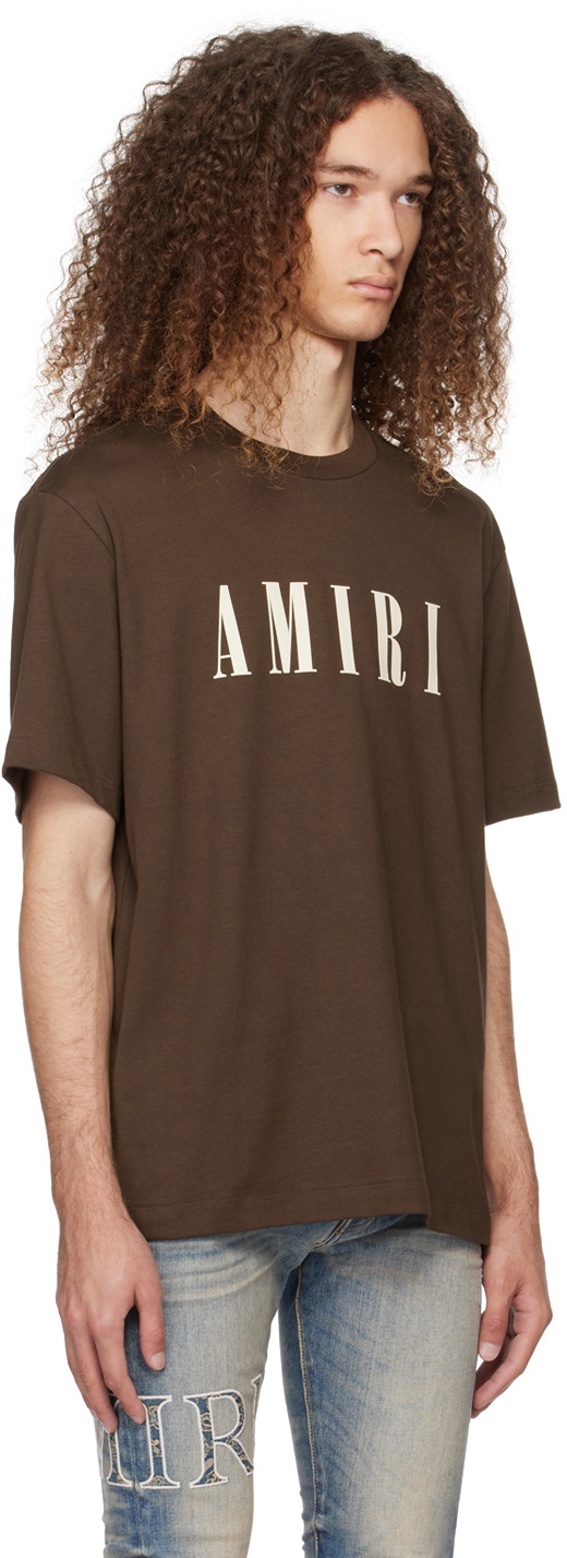 Cheapest Amiri Striped Logo Brown T Shirt