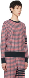Thom Browne Navy & Red Check 4-Bar Sweatshirt