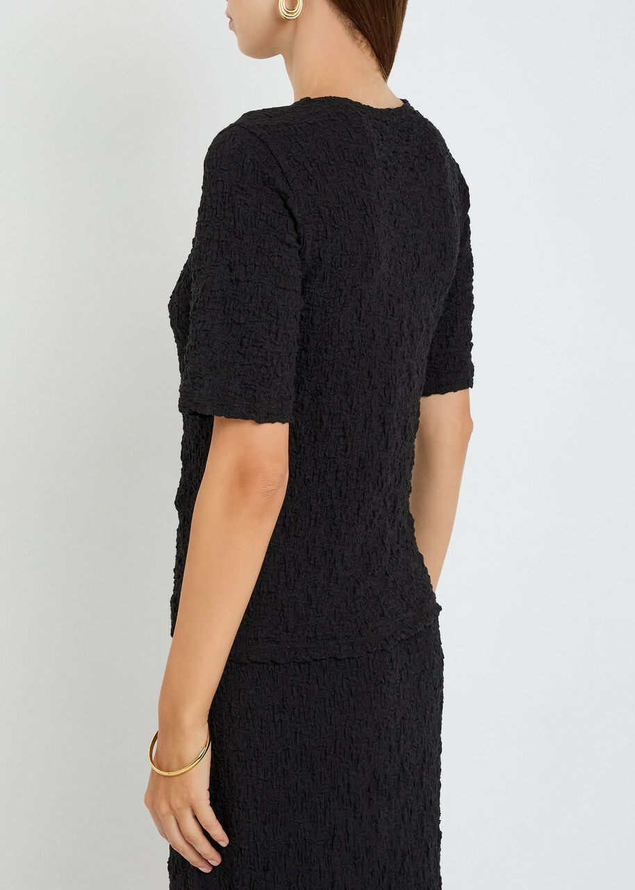 Eileen Fisher Textured Fine-knit T-shirt Black