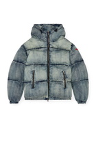 Diesel Puffer jacket in treated denim - Winter Jackets Mens in Blue