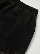 Balenciaga - Straight-Leg Distressed Bleached Cotton-Jersey Shorts - Black