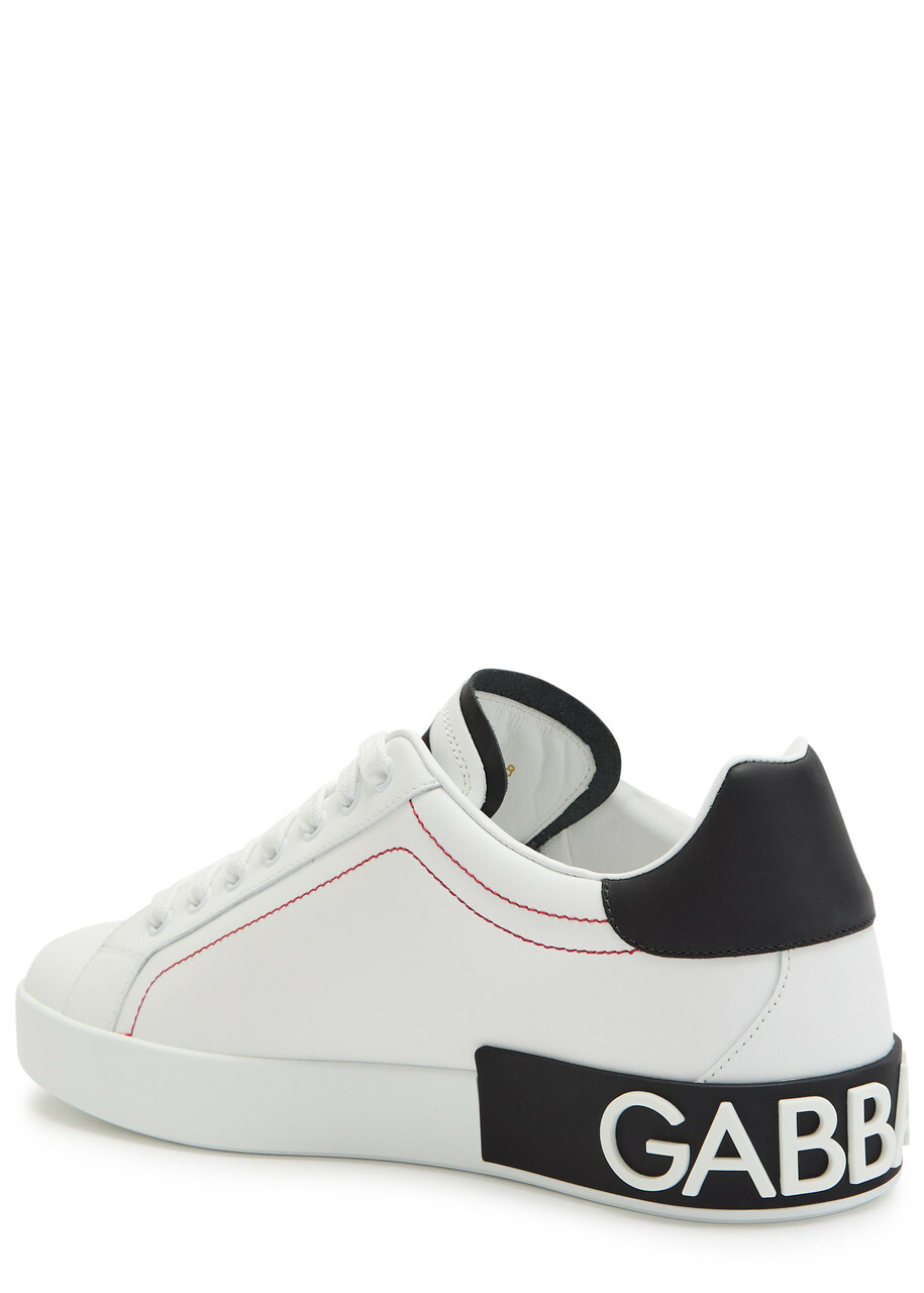 Dolce & Gabbana Portofino Panelled Leather Sneakers White And Black