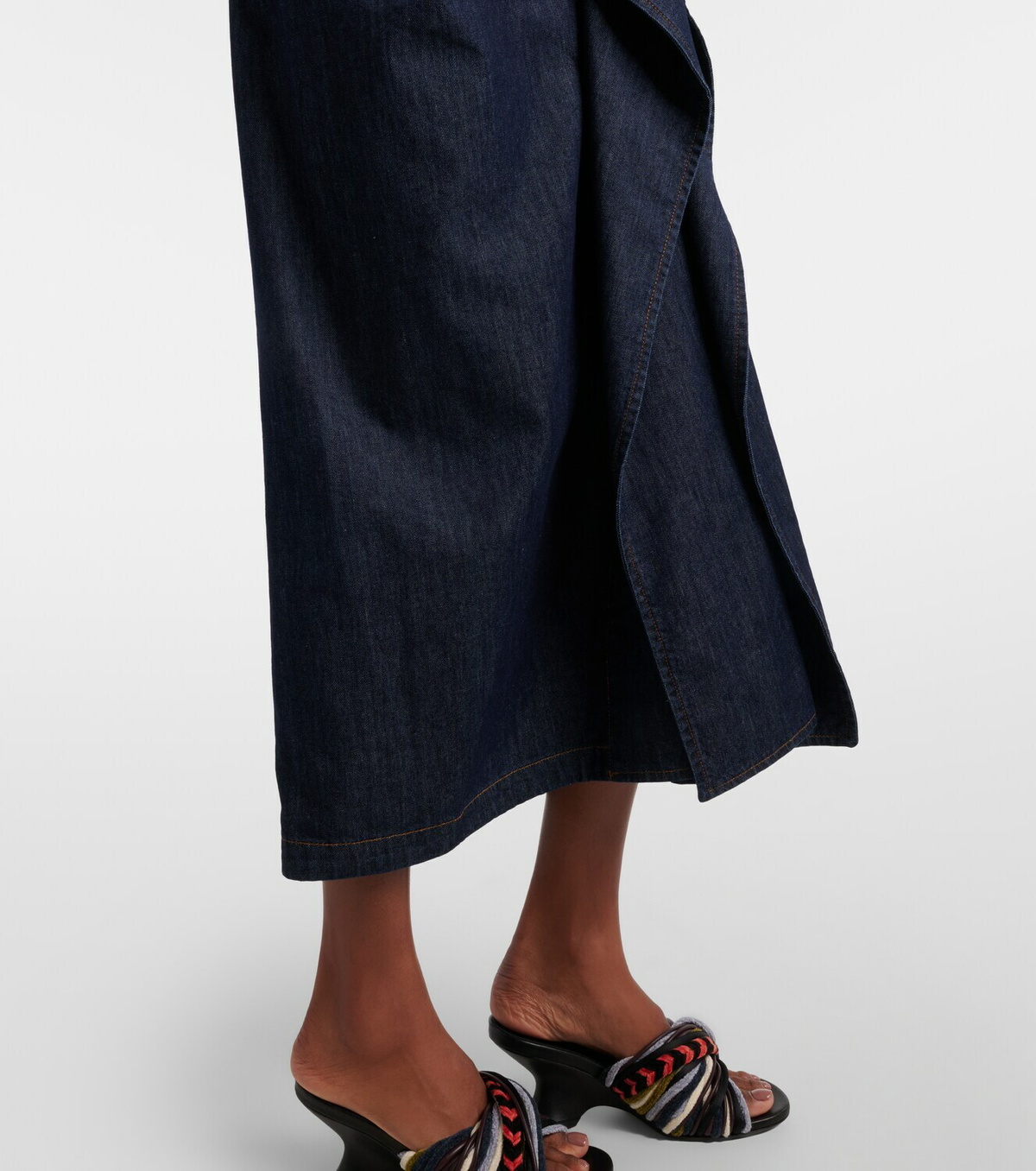 Dries Van Noten Ruffled denim midi dress