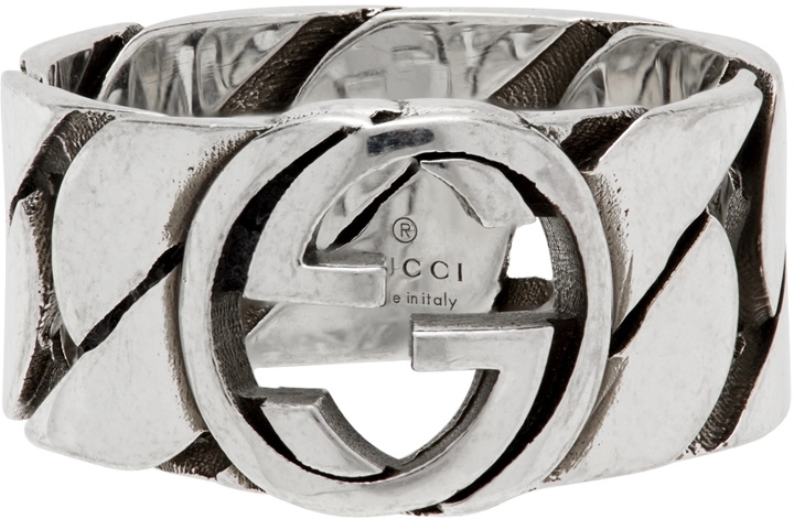 Photo: Gucci Silver Thick Chain Interlocking G Ring