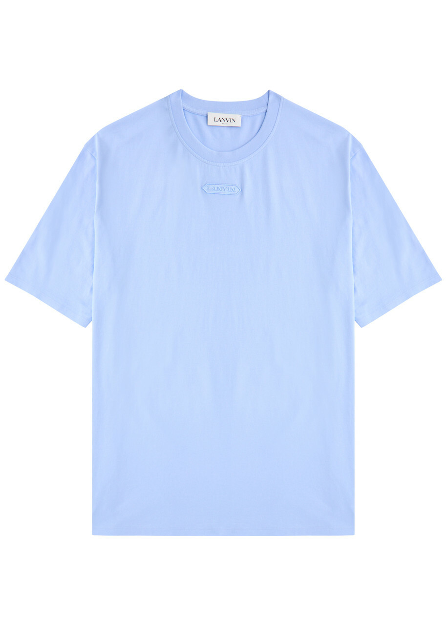 Lanvin Logo-embroidered Cotton T-shirt Blue