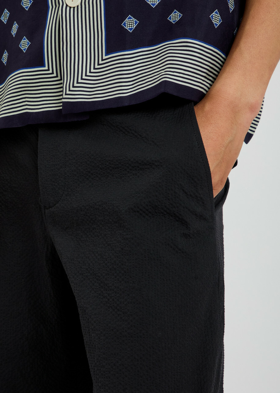 Bode Straight-leg Seersucker Trousers Navy